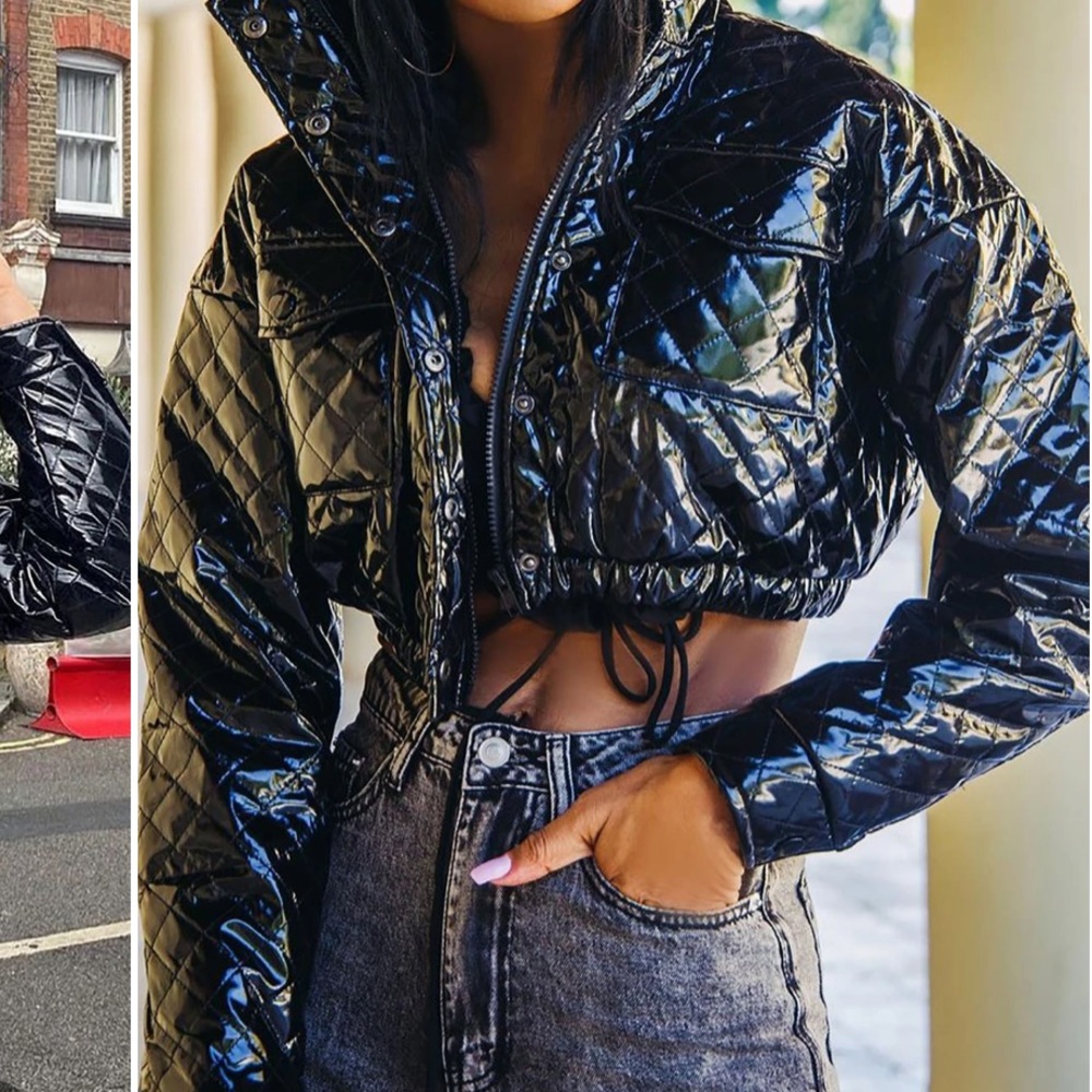 Cropped Faux Leather Jacket